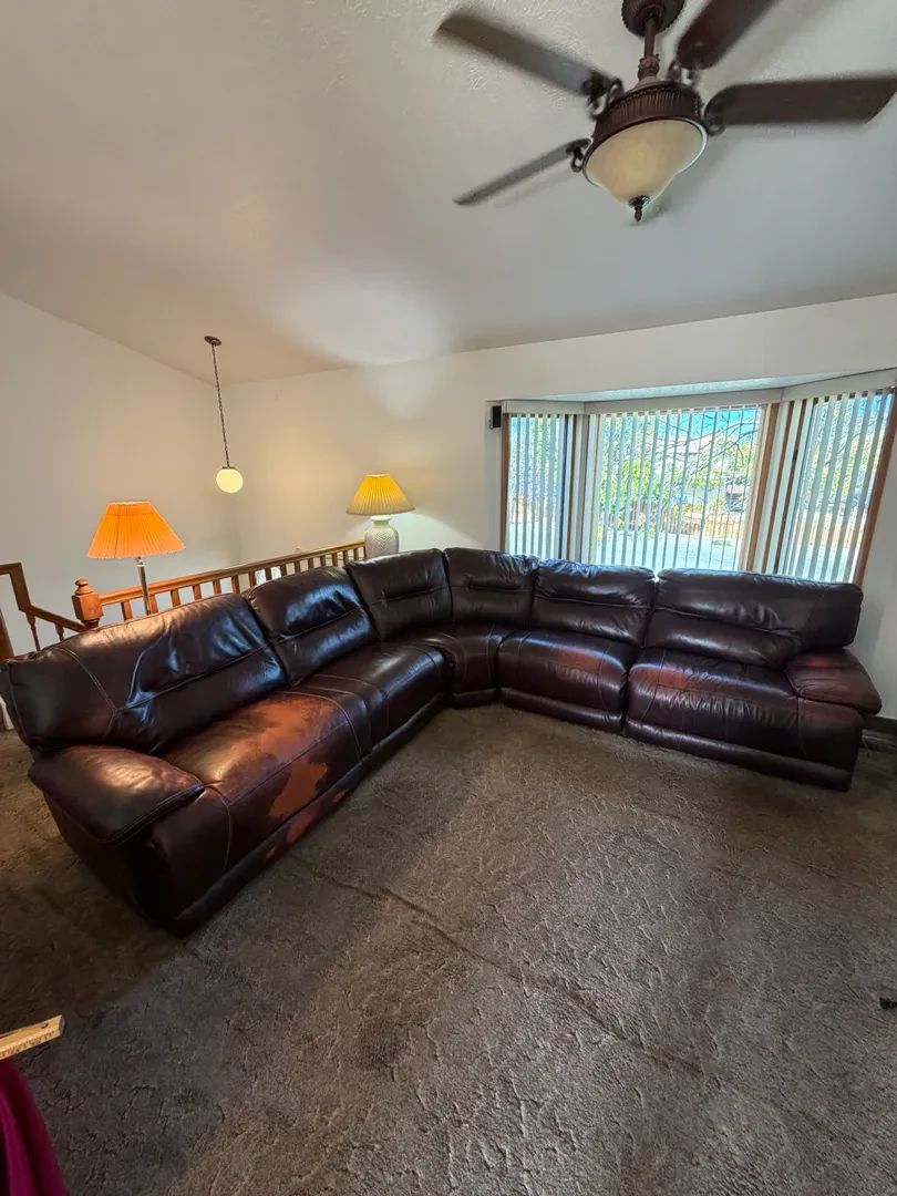 01 Leather Sectional with 2 Electronic Recliners