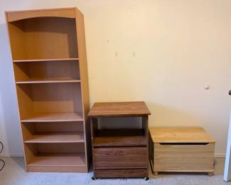 1 Book Shelf, 1 Storage Cabinet, 1 Small Chest