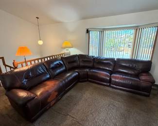  01 Leather Sectional with 2 Electronic Recliners