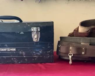 Toolbox, Tools, and Leather Tool Belt
