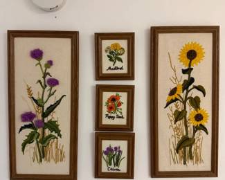 Framed Flower and Herb Embroidery