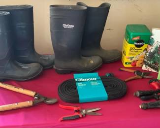 Gardening Boots, Books, Tools, and Equipment