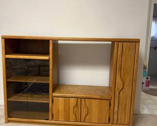 Entertainment Center, Wood and Glass