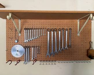 Hand Tools and Peg Board with Shelf
