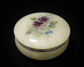 Italian Alabaster Style Floral Trinket Box