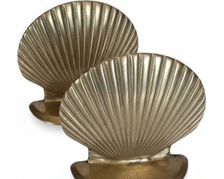 Vintage Brass Shell Bookends