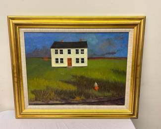 Lot 32: Landscape W/ Home Oil Painting 