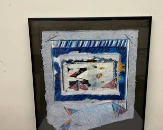 Lot 36: Mix-Media Abstract Art, Signed 