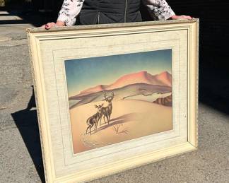 Lot 8: Airbrush Hand Colored Whitetail Deer 