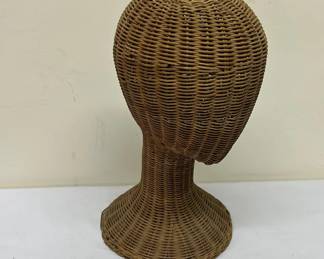 Lot 6: Vintage Hand-Woven Wicker Hat/Wig Display 