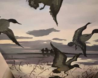 Original Oil Painting of Ducks in Flight