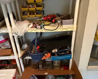Assorted Garage Workshop Tool and Storage Lot