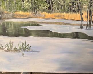 Original Oil Painting Marsh Landscape