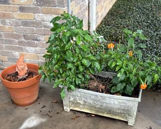 Vintage Cast Stone Rectangular Planter