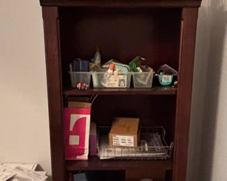Traditional Dark Stained Wood Open Bookcase
