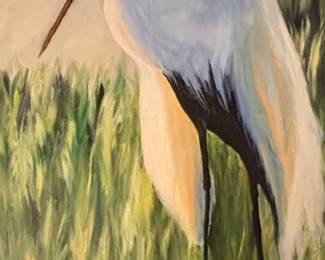 Original Oil Painting of a Great Egret