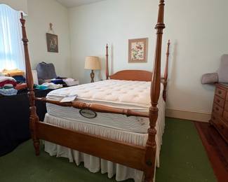 R5 - $150. Link Taylor full-size four poster bed. Very good vintage condition mattress and boxspring are included if you want them.