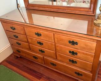 R4 -  $225. Link Taylor dresser with mirror. 11 drawers all slide easily. Measures 62" x 20" x 34.5". With mirror 68.5" tall. Very good vintage condition.
