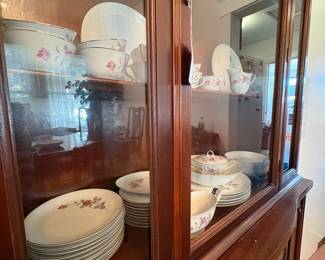 R28 - $60. Enchanted Rose Fine China by Lennold. Service for 10 with a few serving pieces. Very good condition. 