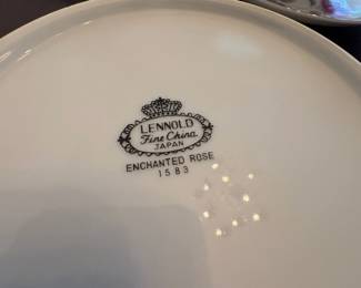R28 - $60. Enchanted Rose Fine China by Lennold. Service for 10 with a few serving pieces. Very good condition. 