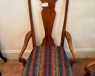 R26 - $40. Pair of arm chairs with upholstered seats. Measures 22" wide x 19" deep x 43" tall. 