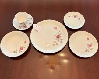 R28 - $60. Enchanted Rose Fine China by Lennold. Service for 10 with a few serving pieces. Very good condition. 