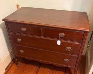 R6 -  $95. Four drawer mahogany chest. Measures 42" x 21.5" x 35.5".  All drawers slide easily. Overall very good condition.