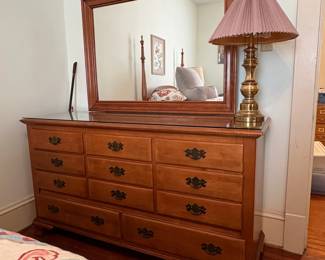 R4 -  $225. Link Taylor dresser with mirror. 11 drawers all slide easily. Measures 62" x 20" x 34.5". With mirror 68.5" tall. Very good vintage condition.