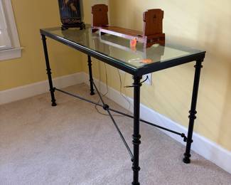 Glass top console table $300