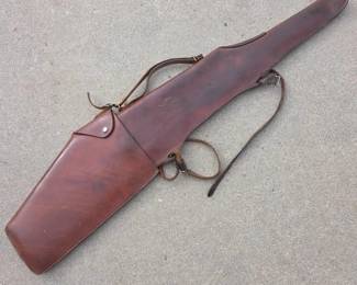 Lot 250 Brown Leather Rifle Scabbard with Saddle Straps Western Equestrian Tack