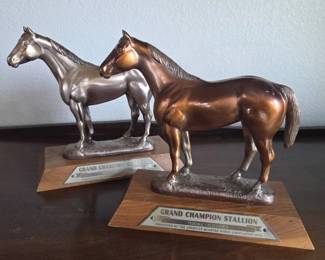 Lot #39 - Pair of Vintage 1974–1975 AQHA Grand Champion Stallion Horse Trophies – California