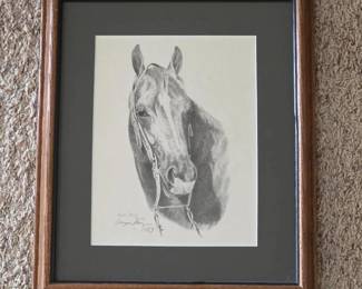 Lot 043 Wayne Baize 1983 Signed Horse Portrait Lithograph Framed Western Art