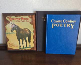 Lot 099 Western Horse Cowboy Books with Rusty Par Three Quarter Horse Wall Plaque