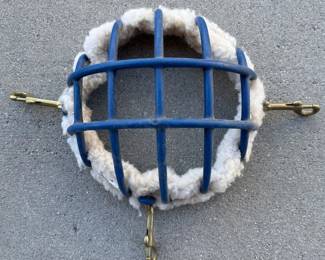 Lot 229 Horse Grazing Muzzle with Fleece Lining Blue Metal 10 Diameter
