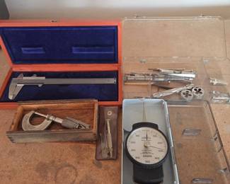 Lot 291 Machining Tools Brown Sharpe Vernier Calipers, Micrometer, Precision Screwdrivers, TensionCompression Gage More