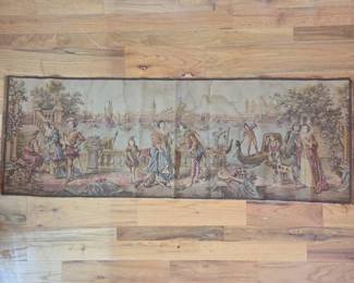 Lot 124 Vintage Venetian Canal Scene Tapestry Wall Hanging Gondolas Period Figures