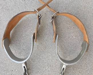 Lot 298 Pair of Western Spurs Vaquero Jose Ortiz Leather Stirrup Straps