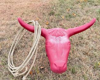 Lot 305 Western Roping Steer Head Smith Bros with Lasso