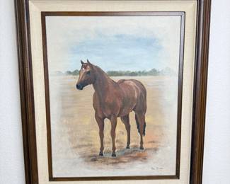 Lot 025 Vintage 1976 Horse Portrait Painting Rusty Signed Pat Baker