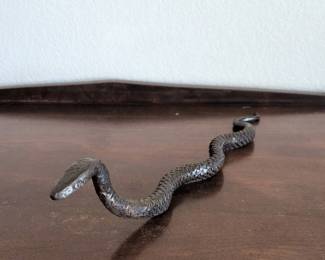Lot 064 Rustic Metal Snake Sculpture Textured Serpent Figurine