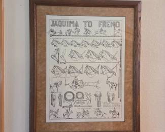 Lot 093 Ernest Morris Jaquima to Freno Framed Western Lithograph Vaquero Horse Tack Horsemanship