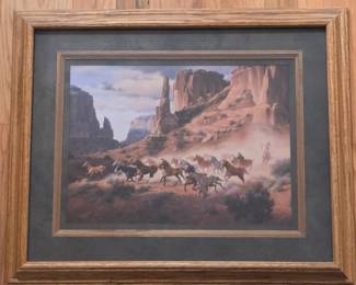 Lot 068 Jack Sorenson Sandstone and Stolen Horses Framed Western Lithograph Horse Art