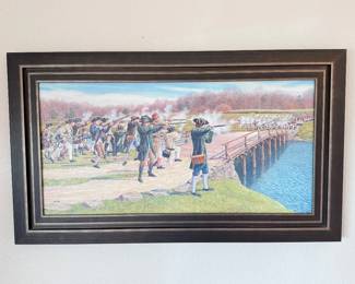 Lot #18 - Harry Lloyd Jaecks “The Fight at Concord Bridge” – Signed & Numbered Giclée on Canvas, 180/1000, with COA