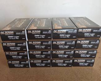 Lot 263 Blazer Brass 9mm Luger 115 Grain FMJ Ammunition 16 Boxes