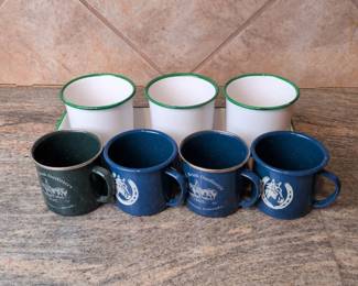 Lot 079 Lot of 4 Western Enamelware Camp Mugs Hearth Hand Magnolia Herb Planter Set