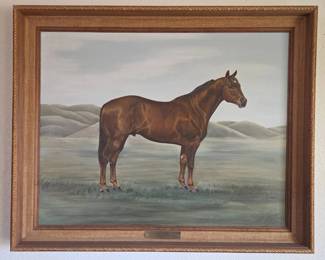 Lot 052 Framed Rusty Par Three AQHA Champion Quarter Horse Portrait, Oil on Canvas Equestrian Art