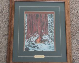 Lot 017 Bev Doolittle Christmas Day Framed Western Wildlife Lithograph Unsigned