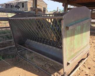 Lot 337 Pasture Hay Feeder Metal Livestock Hay Feeder with Rust Patina and Slanted Bar Design