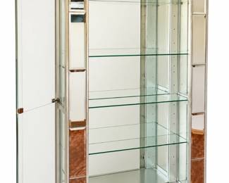 Vitrine de vidro espelhada aberta