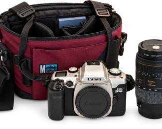 Kit fotografico Canon com bolsa e teleobjetiva